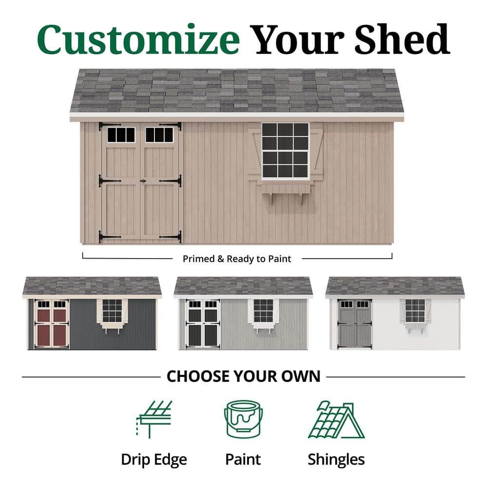 Little Cottage Co. 8x16 Colonial Pinehurst Shed with Operable Window, Outdoor Wood Storage Do-It-Yourself Precut Kit