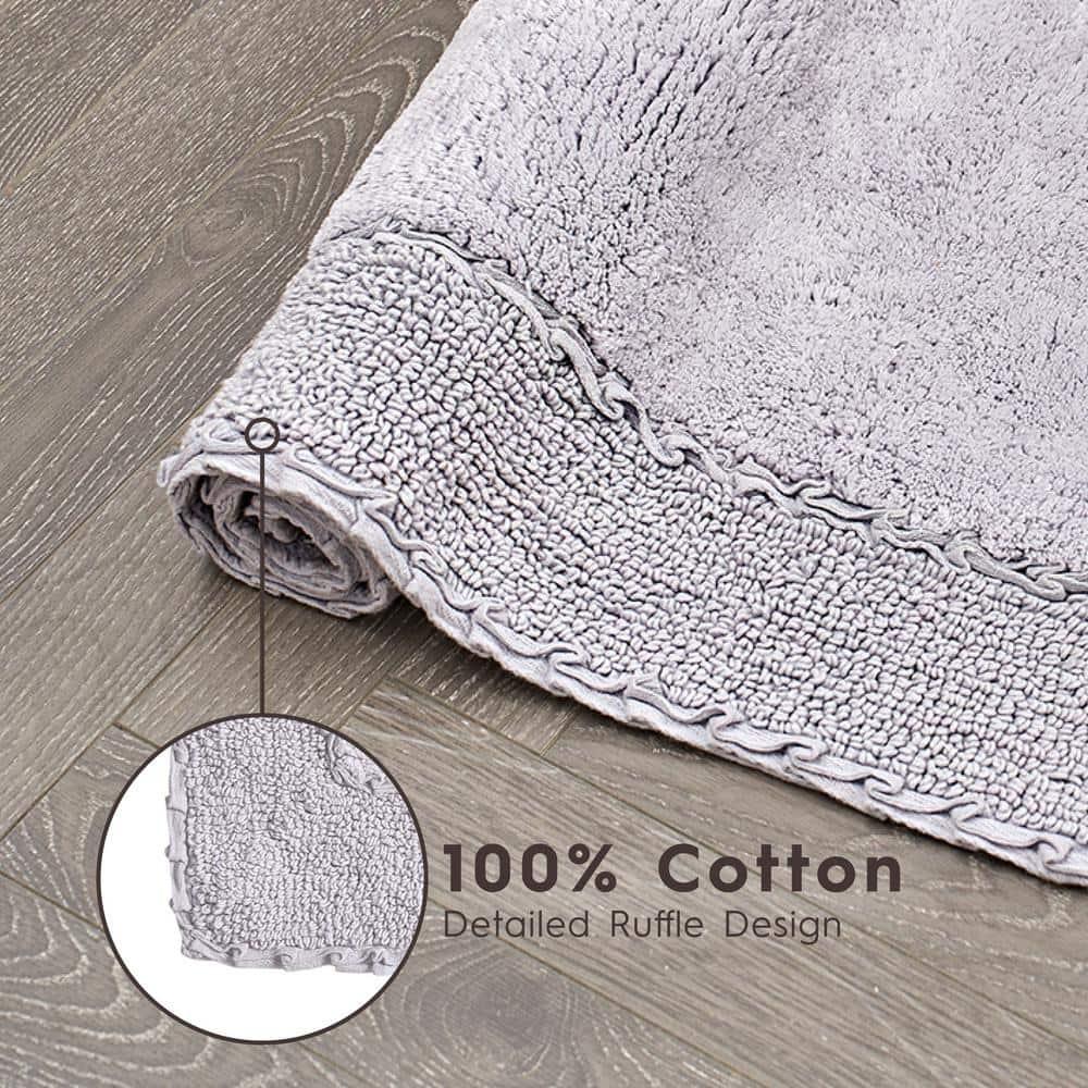 Lavender Cotton Ruffle Border Bath Rug Set, 20" x 32"