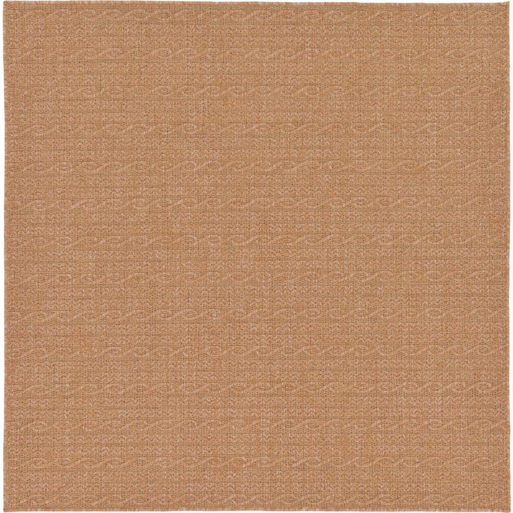 Unique Loom 6' 1 x 6' 1 Square Light Brown Outdoor Modern Links Area Rug