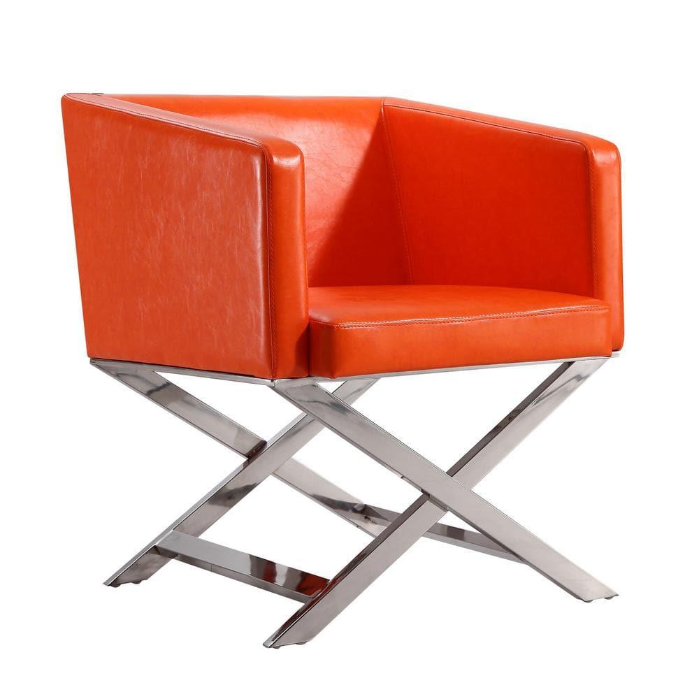 Set of 2 Hollywood Faux Leather Lounge Accent Chairs Orange - Manhattan Comfort: Chrome-Finished Metal, No Assembly Required