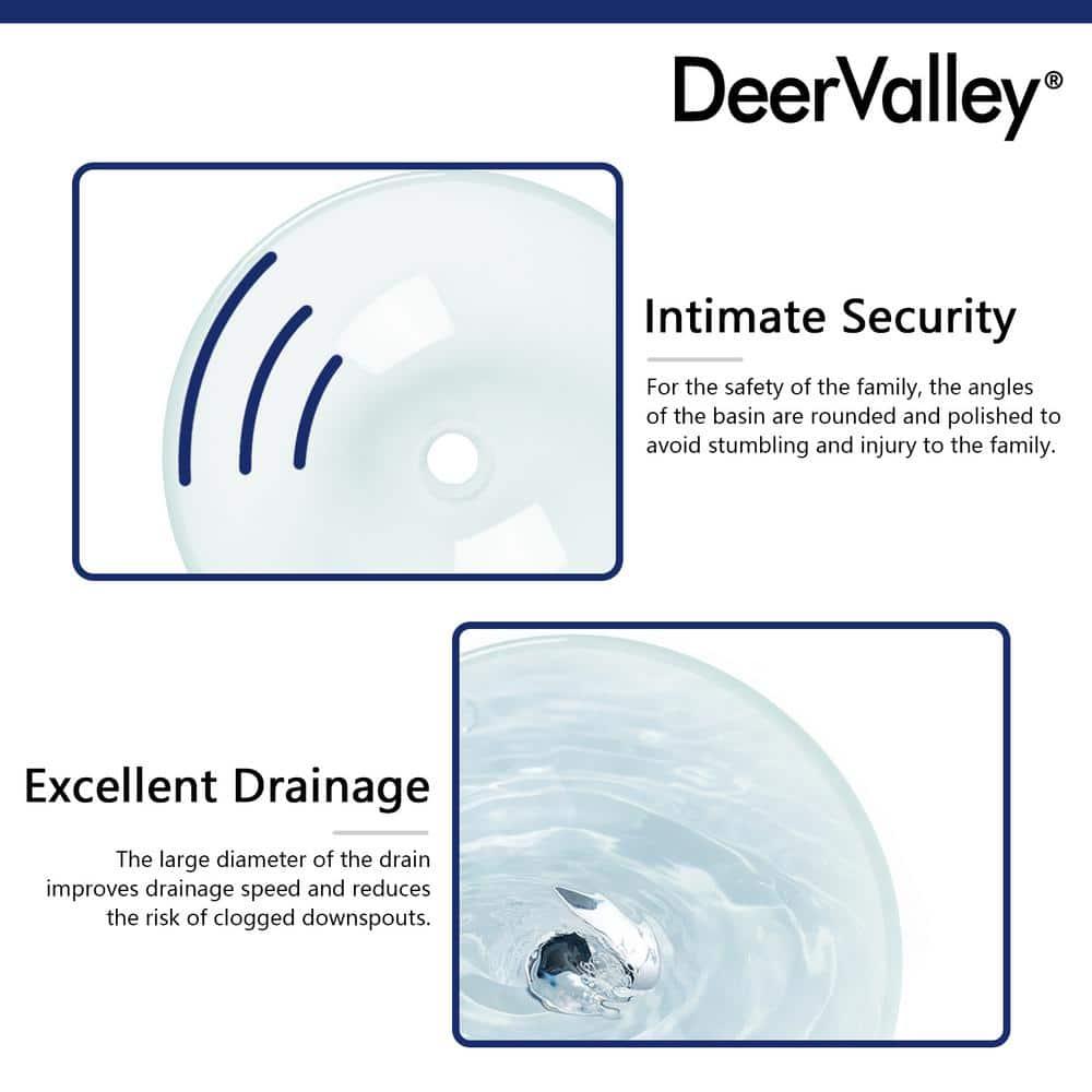 DeerValley Symmetry 16.5'' Circular Glass Vessel Bathroom Sink