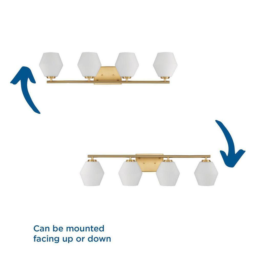 Progress Lighting Copeland 4-Light Vanity Light, Brushed Gold, Opal Glass Shades