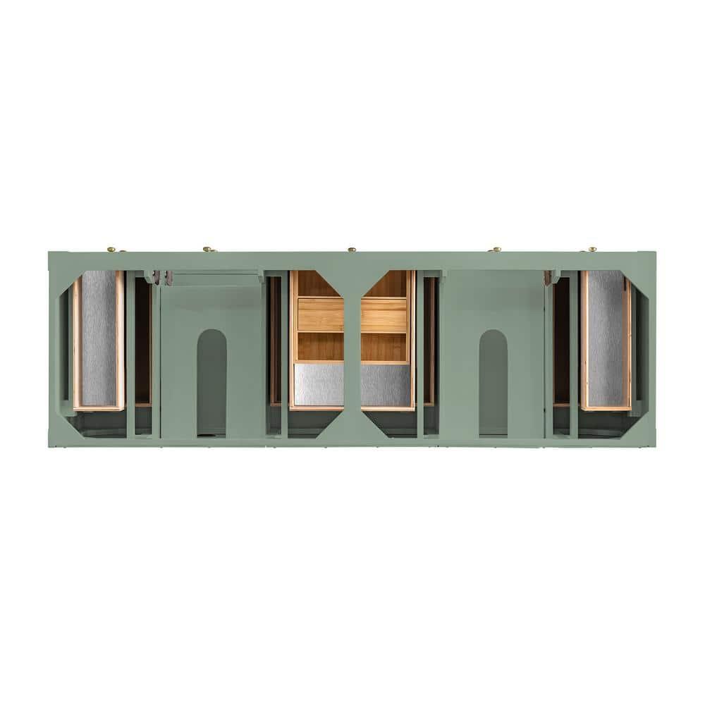Breckenridge 72'' Smokey Celadon Double Vanity with Brass Knobs