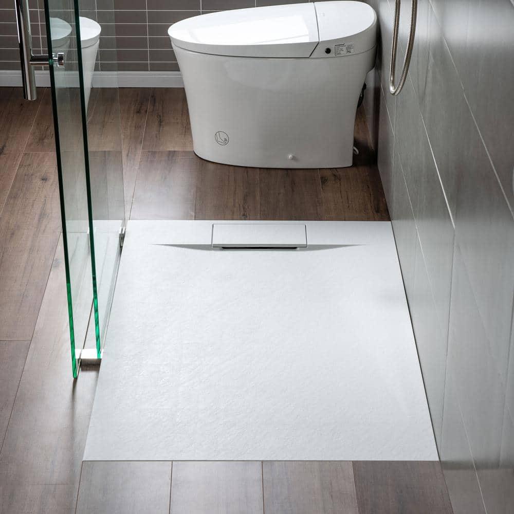 47.25" W x 35.4" D Solid Surface Rectangular Shower Base, Non-Slip, Low-Profile, Curbless, Wheelchair Accessible