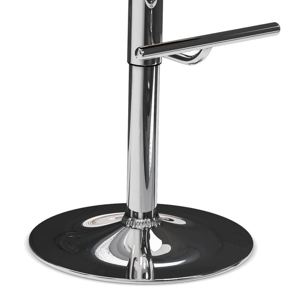 Simpli Home Dixie Adjustable Swivel Upholstered Mid-Century Modern Bar Stool with Bentwood Frame and Footrest