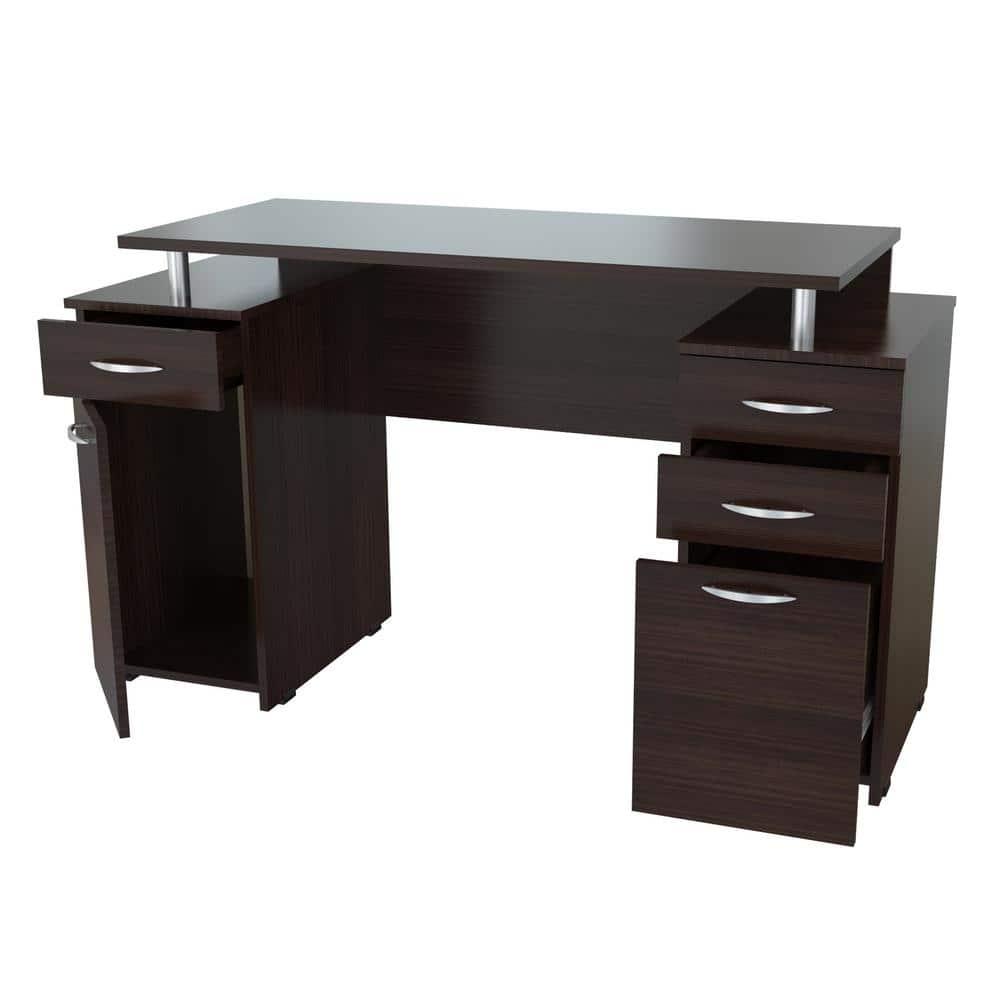 Inval America Espresso Writing Desk with Four Drawers