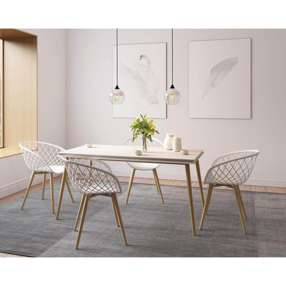 Set of 2 Kurv Chair White - Jamesdar: Mid-Century Modern Armchairs, Steel Legs, Non-Upholstered