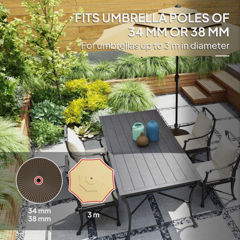 Outsunny Round Patio Umbrella Base Holder Outdoor Umbrella Stand, Filled Up to 62lbs with Stand or 51lbs with Water for Garden Poolside, Brown