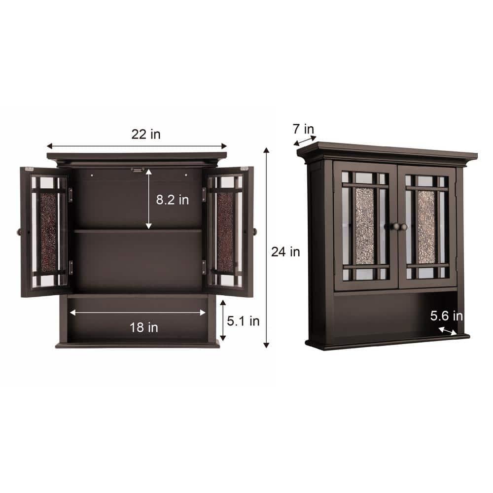 Windsor Wall Cabinet Brown - Elegant Home Fashions: Over Toilet Storage, Adjustable Shelves, MDF Composite