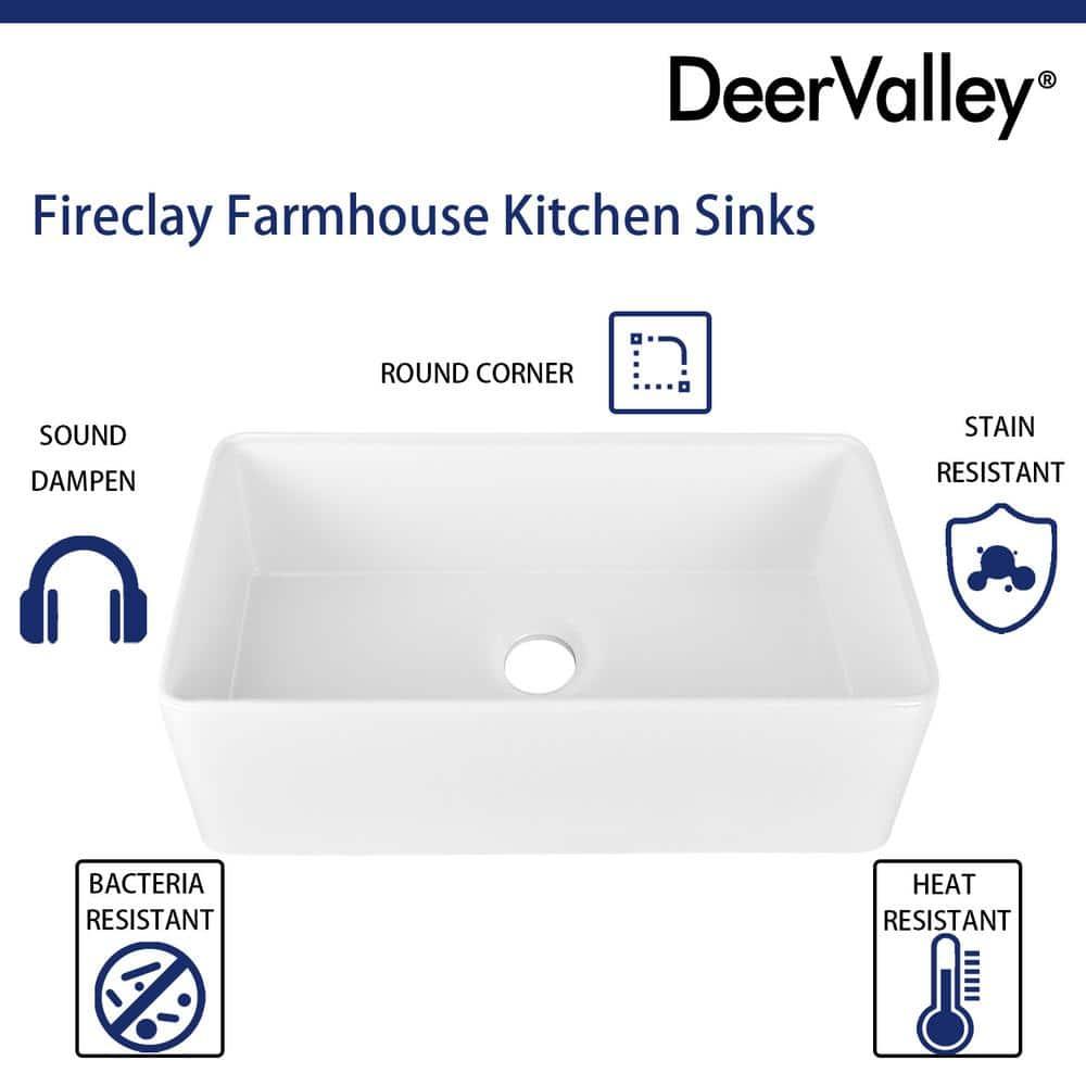 Grove 33" L X 18" W Rectangular Single Bowl Fireclay Farmhouse Kitchen Sink with Grid and Strainer