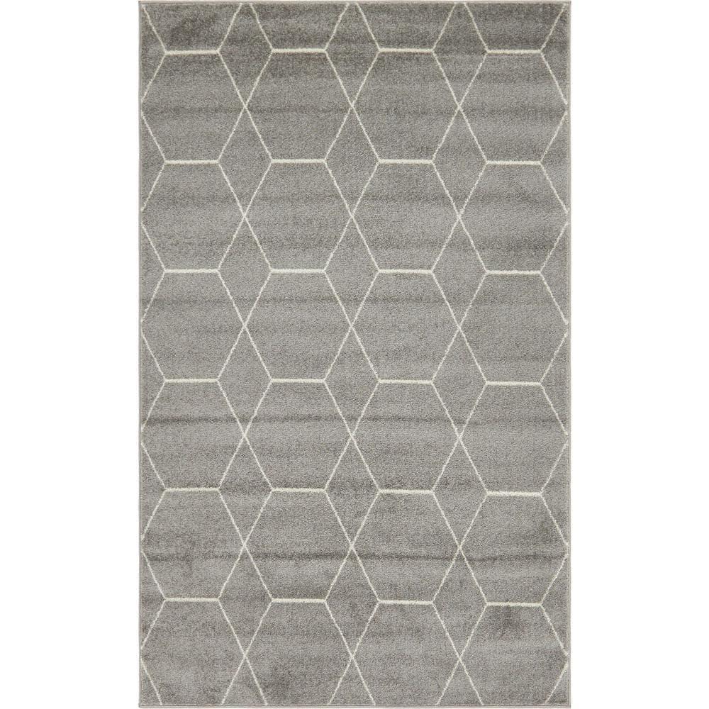 Unique Loom 7' 0 x 10' 0 Trellis Frieze Geometric Light Gray Area Rug