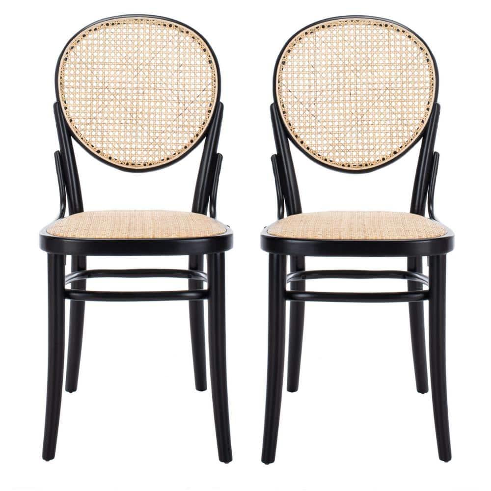 Sonia Cane Dining Chair (Set of 2) - DCH9504 - Black/Natural - Safavieh