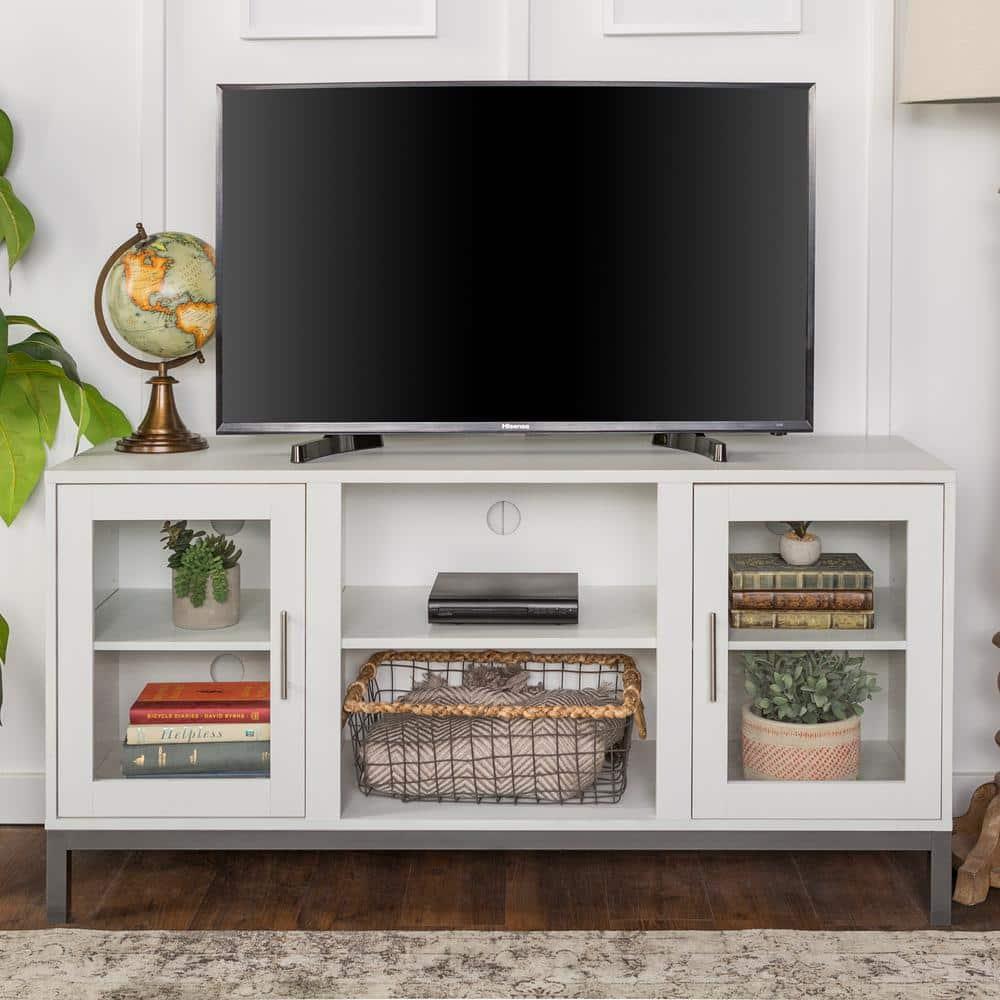 Walker Edison Modern 2-Door TV Stand for TVs up to 58", White