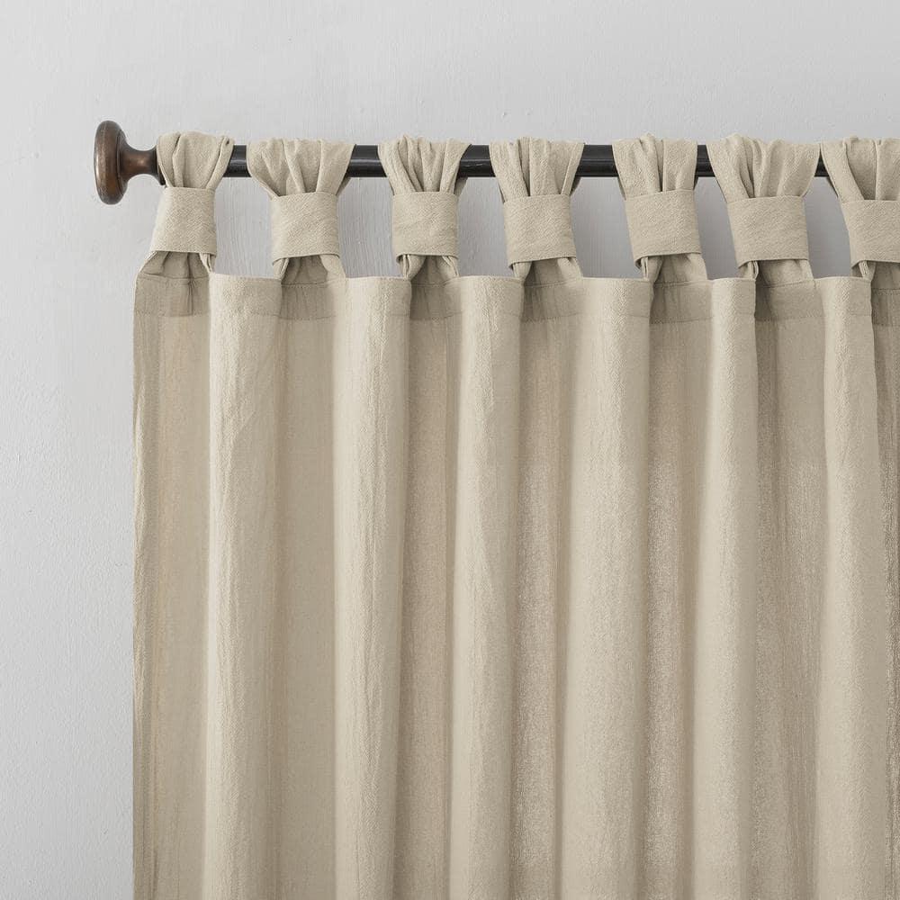 52"x95" Archaeo Light Filtering Washed Cotton Twist Tab Curtain Panel Oat: Modern Window Treatment, Beige