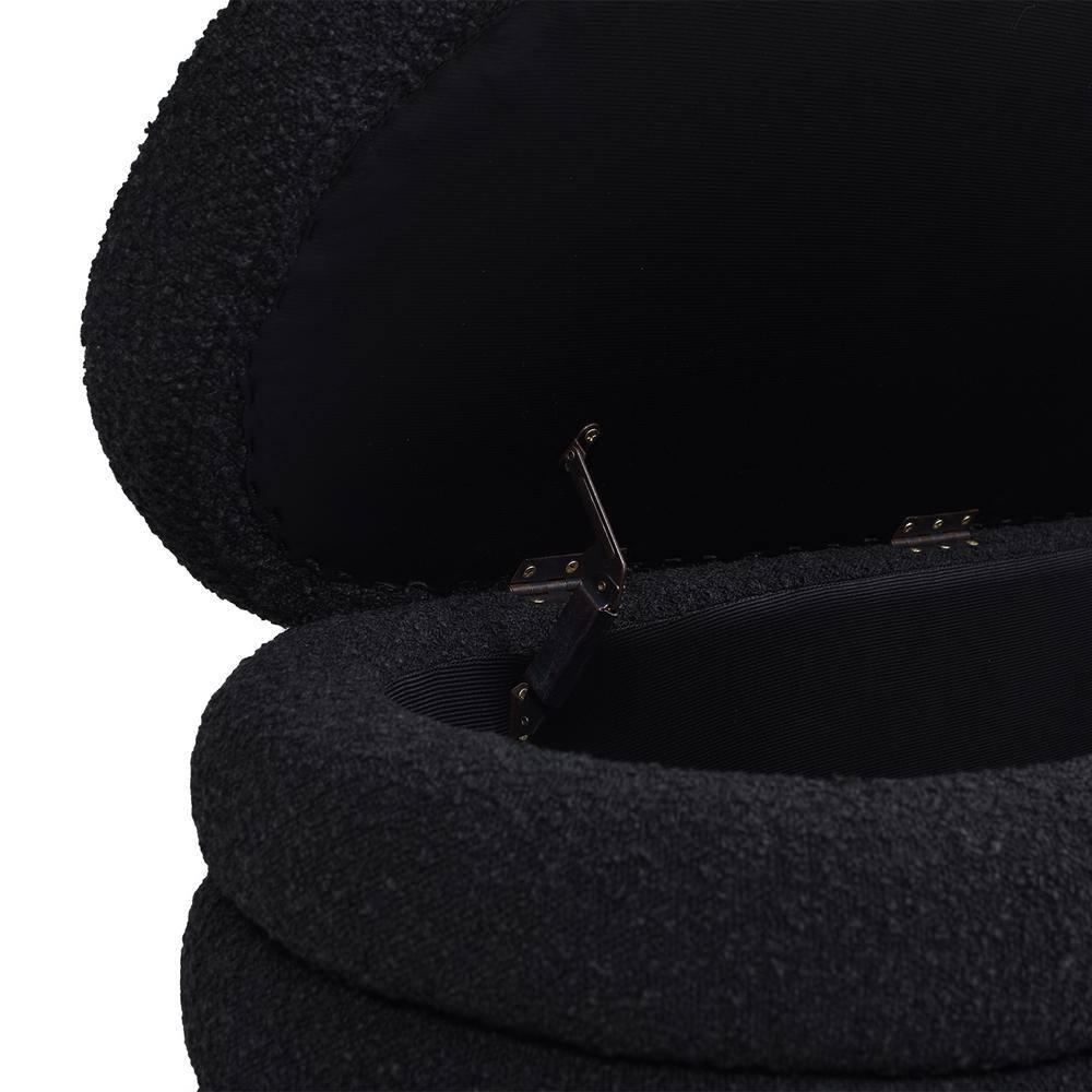 Everly Quinn Boucle Upholstered Storage Bench
