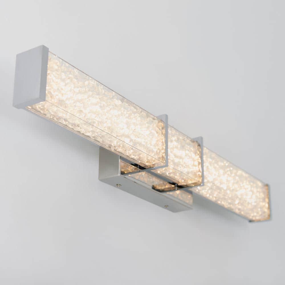 Artika Riviera 27 in. 1-Light Chrome Modern Integrated LED Vanity Light Bar for Bathroom with Crystals
