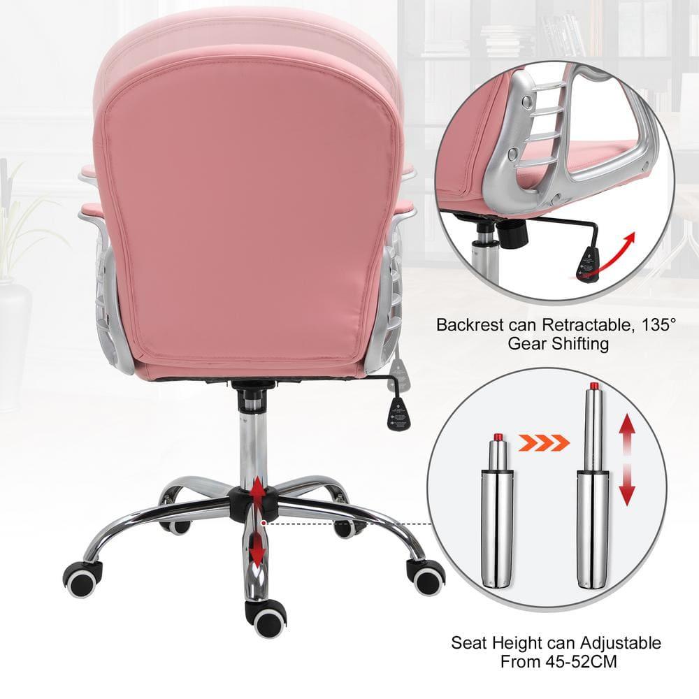 Vinsetto Indoor Height Adjustment and Armrest Office Desk Chair, Pink