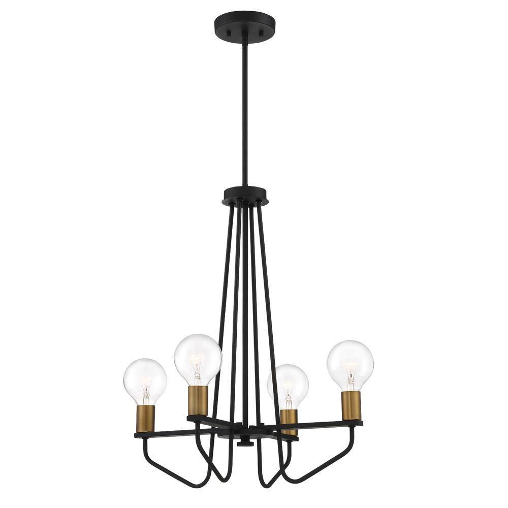 Ravella Black Mini Plug-in Chandelier with Brass Accents