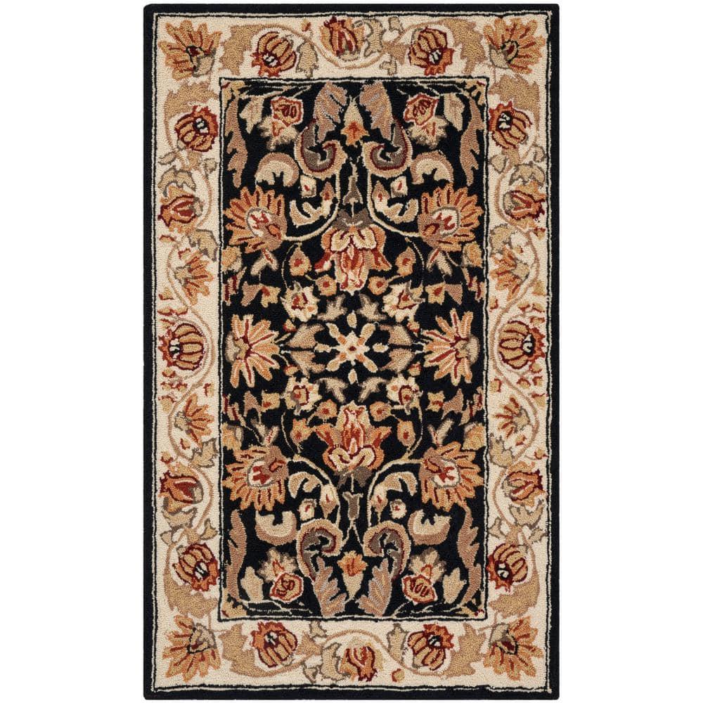 Easy Care EZC101 Hand Hooked Accent Rug - Black/Ivory - 2'x3' - Safavieh.