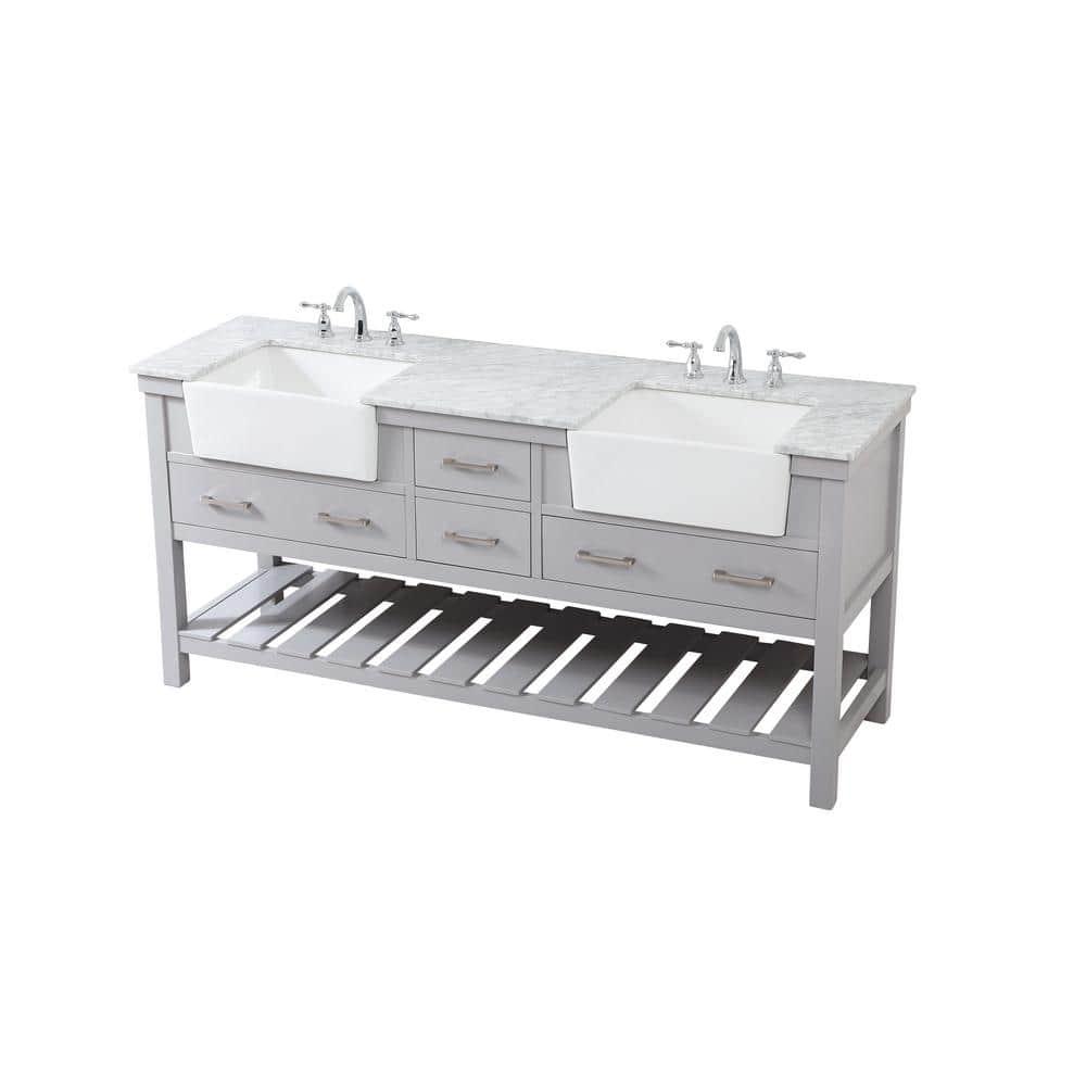Pelaghia 72'' Double Bathroom Vanity with Marble Top