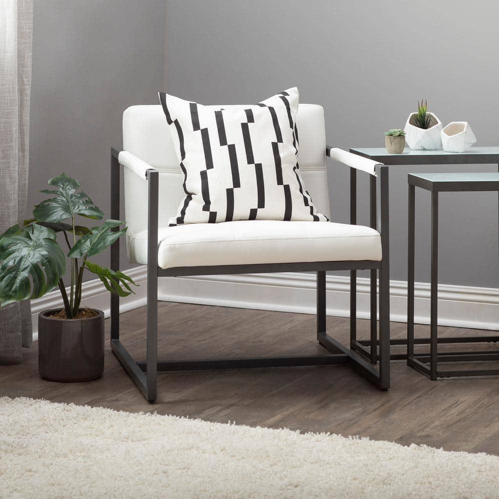Camber Accent Chair White - Studio Designs Home: Mid-Century Faux Leather, Metal Frame, 250lbs Capacity