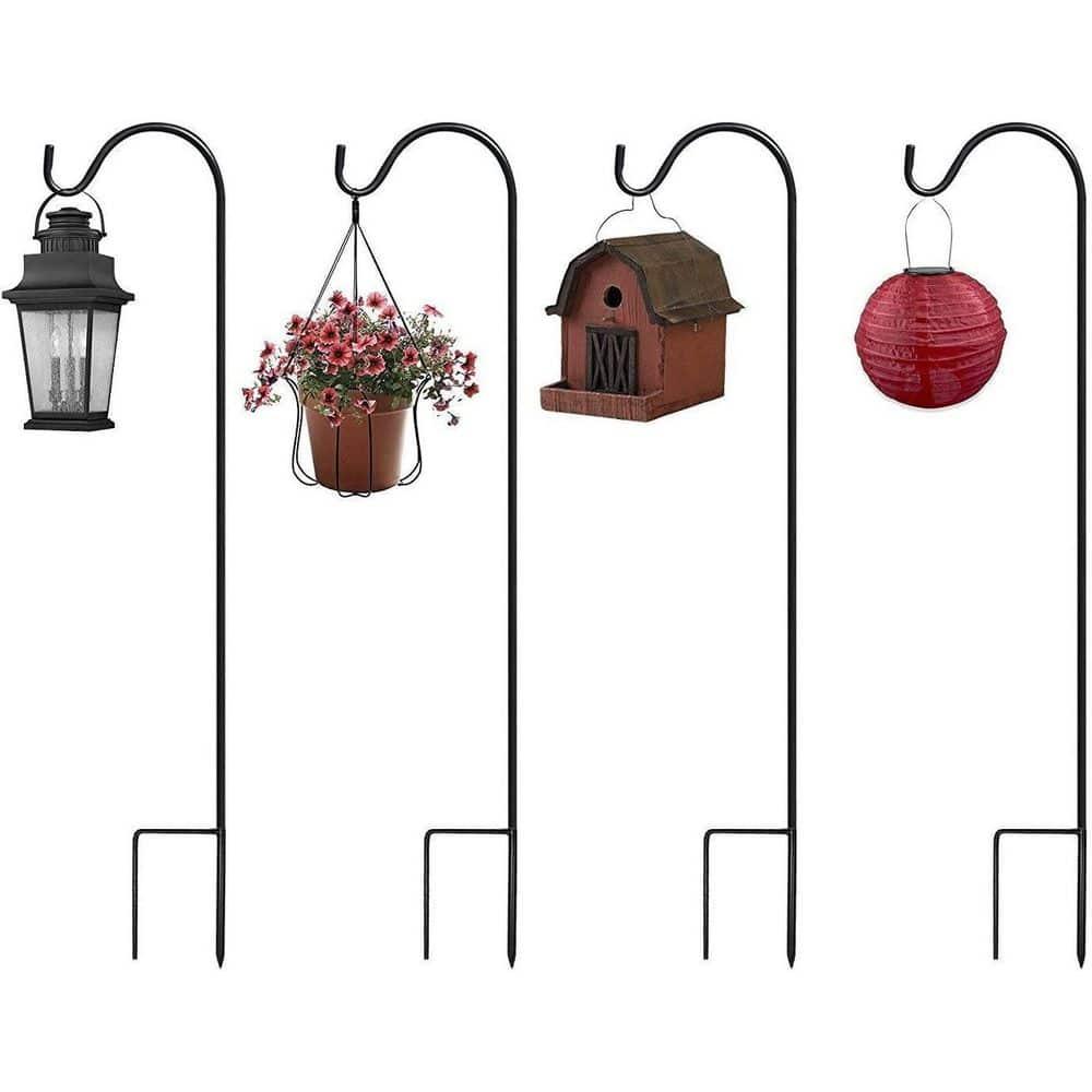 Sorbus Shepherd's Hooks - Set of 4 Extendable Garden Planter Stakes for Bird Feeders, Outdoor D cor, Plants, Lights, Lanterns, Flower Baskets, and More! Heavy Duty - Up to 6.5 Lbs. (4 Pack)