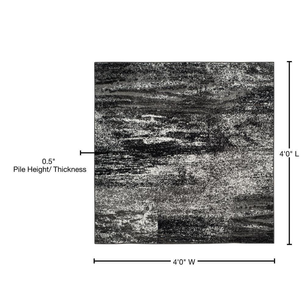 Adirondack ADR112 Machine Made Indoor Area Rug - Silver/Black - 4'x4' - Safavieh