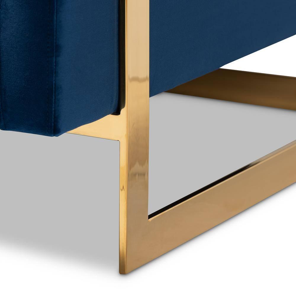 Baxton Studio Matteo Glam and Luxe Royal Blue Velvet Fabric Upholstered Gold Finished Armchair