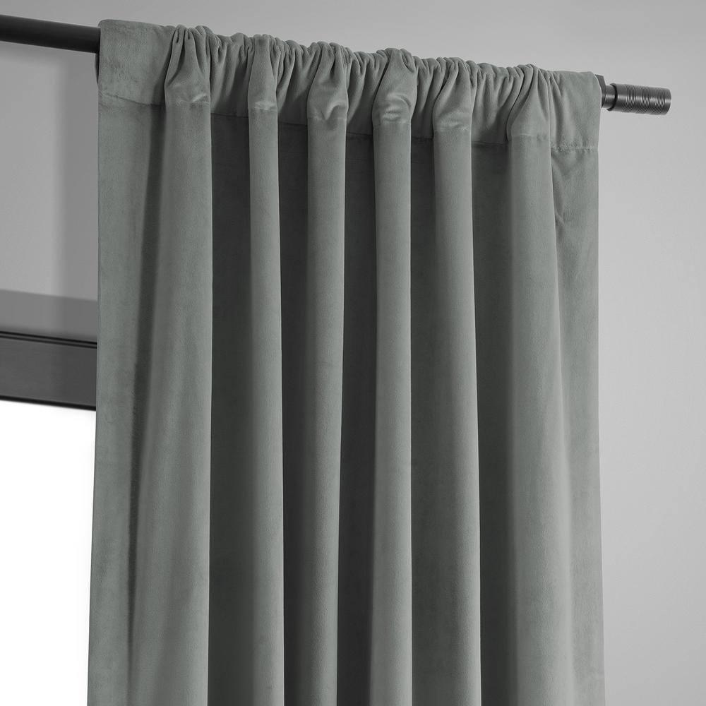 Half Price Drapes Signature Silver Grey Velvet Blackout Curtains for Bedrooms(1 Panel), 50WX 96L