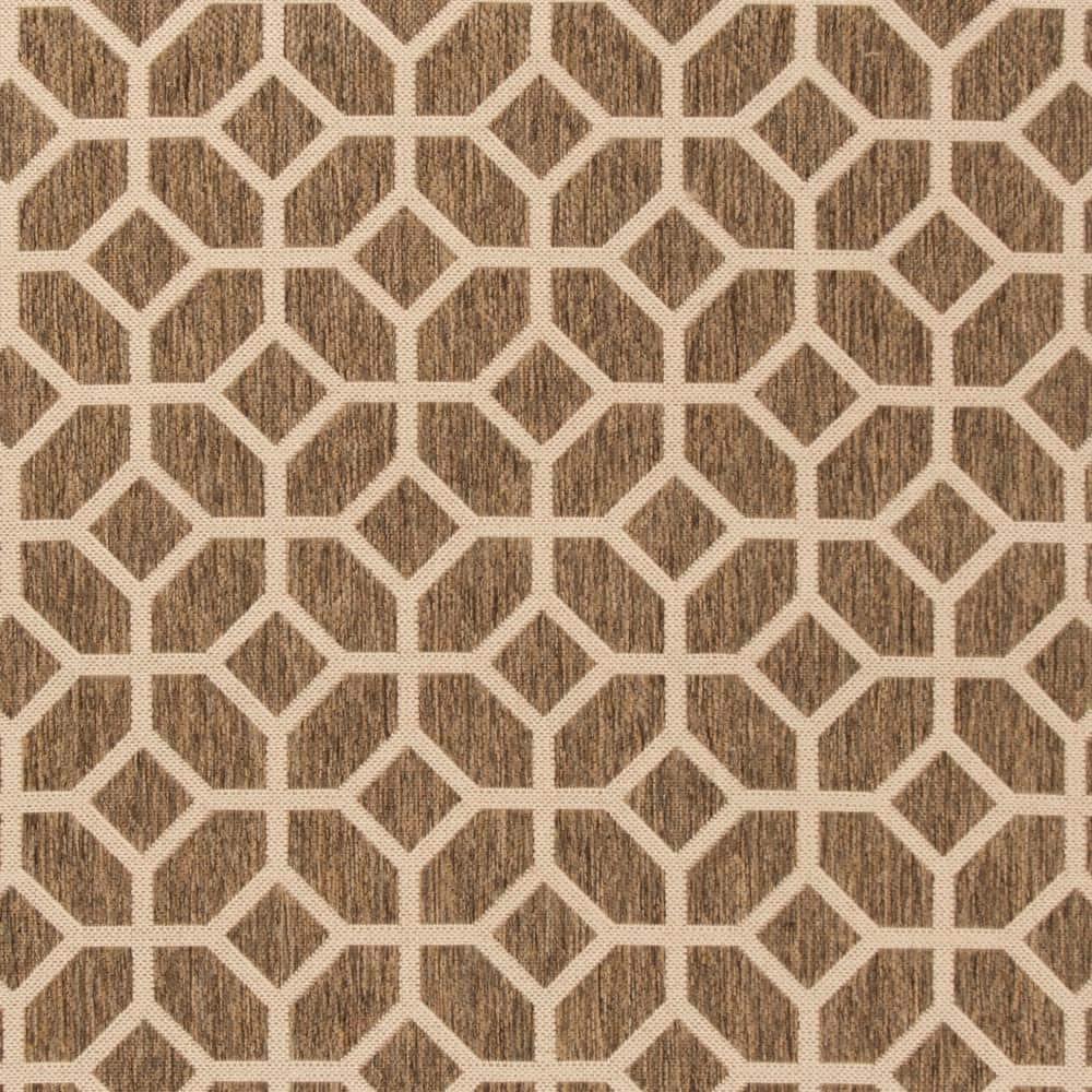 SAFAVIEH Beach House Kadri Geometric Indoor/Outdoor Area Rug, Beige/Cream, 5'3" x 7'6"