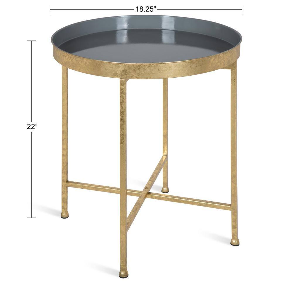 Kate and Laurel Celia Round Metal Side Table, 18.25x18.25x22, Gold and Gray