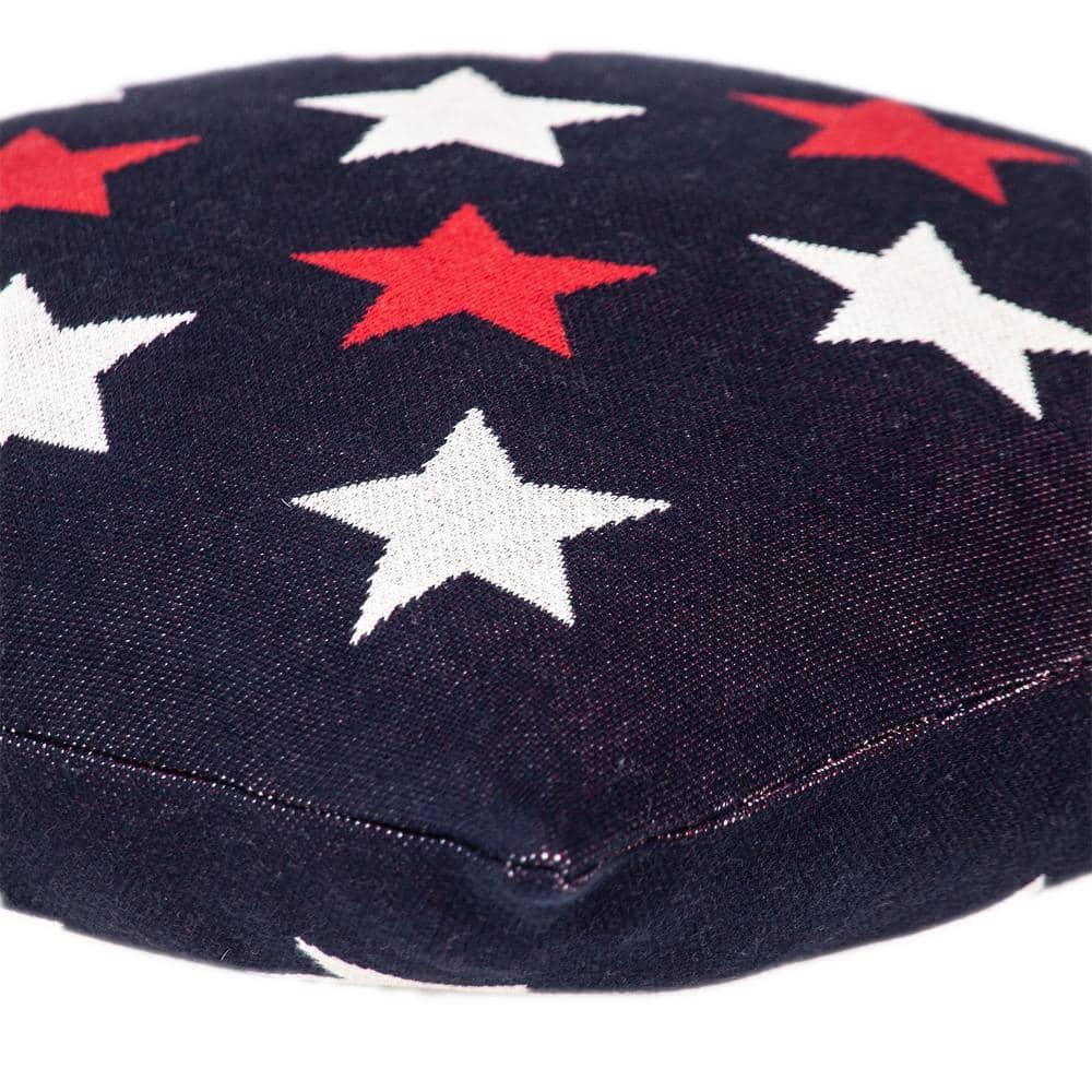 Parkland Collection 20x20" Stars Cotton Throw Pillow in Navy Blue/Red