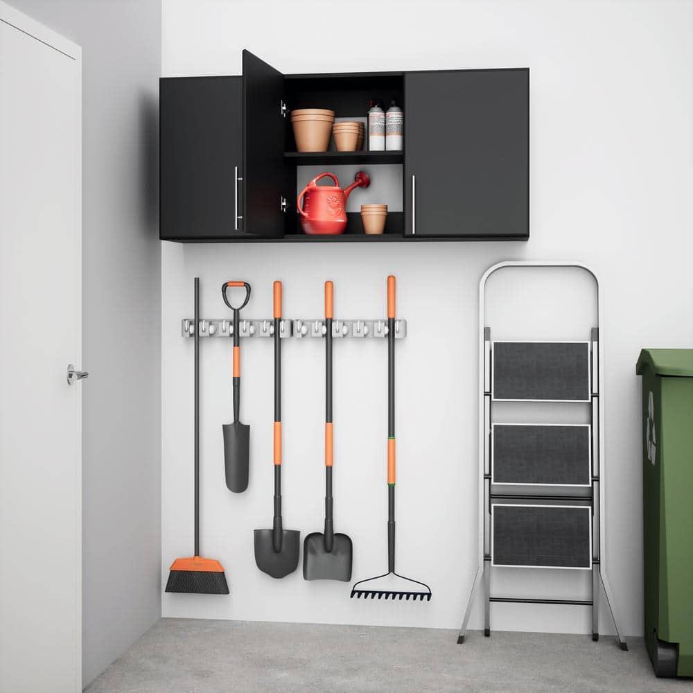 54" Elite Wall Cabinet Black - Prepac: Modern Laminated Storage, HangUps Collection, 2 Adjustable Shelves