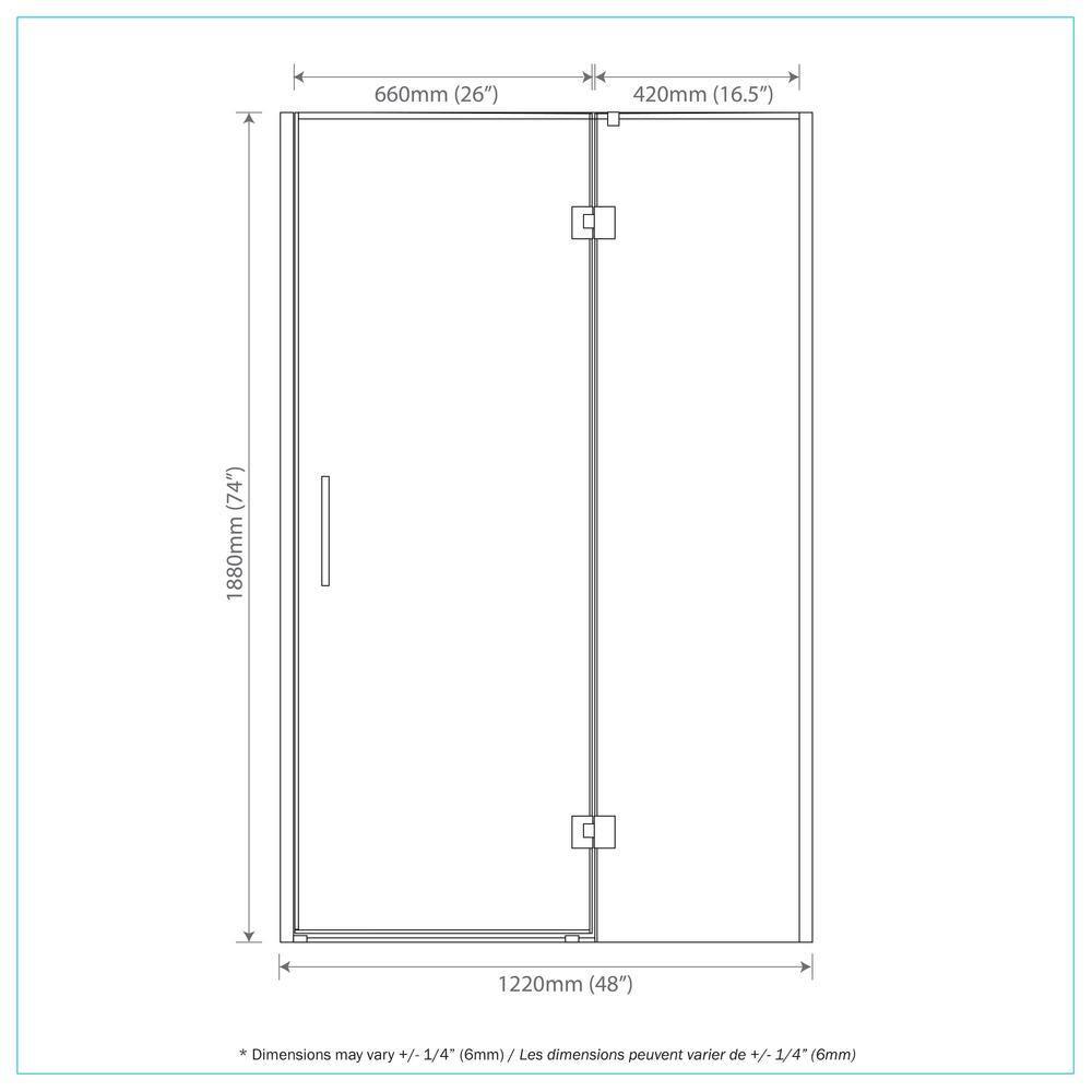 A&E Bath and Shower 48'' - W x 74'' H Door with Tani-48-BLK