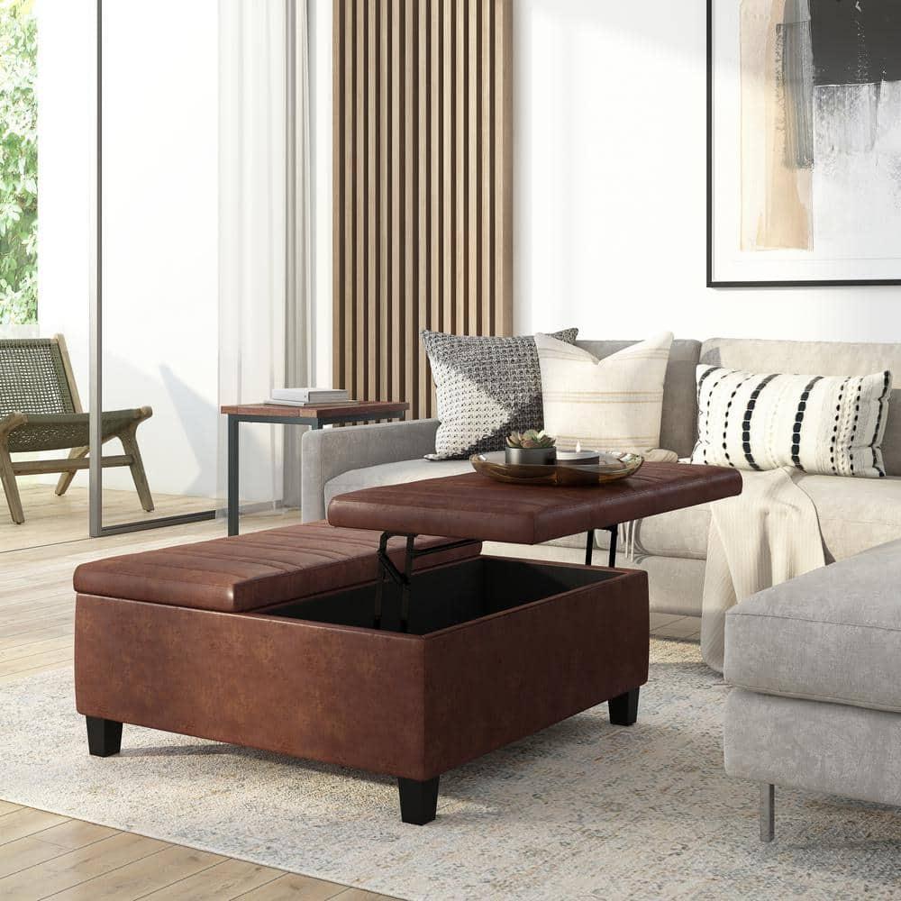 Simpli Home Ellis Coffee Table Storage Ottoman