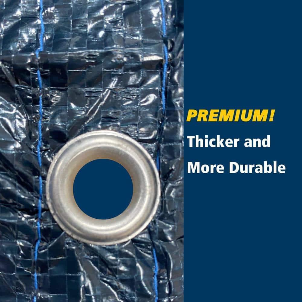 Winter Block 12' x 18' UV Resistant Oval Dark Blue Pool Cover for Above-Ground Pools