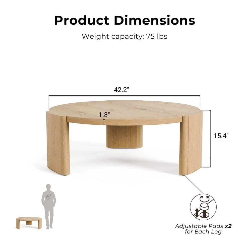Furniture of America Honora Modern Wood 42-inch Oval Coffee Table with Plinth Base, Oak