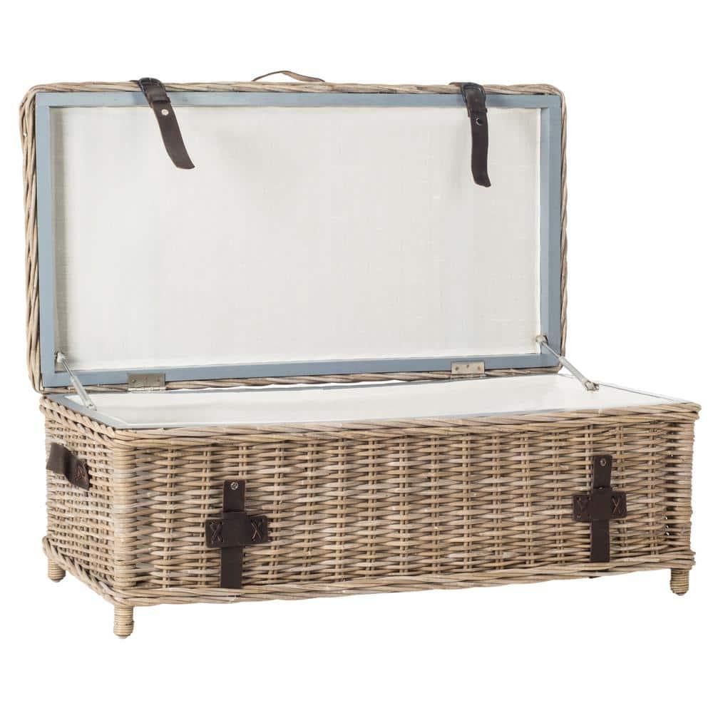 Navarro Rattan Coffee Table Trunk - Grey - Safavieh
