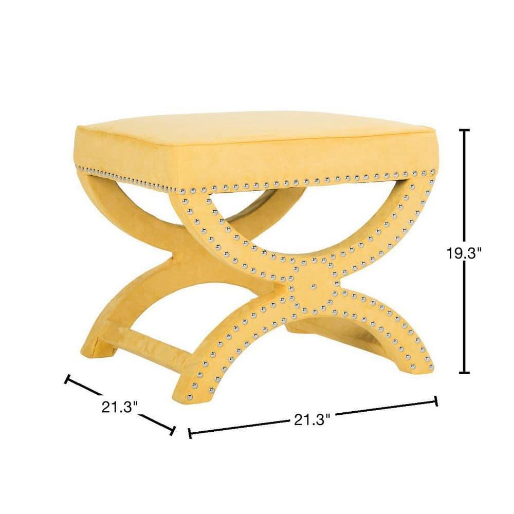 Mystic Ottoman with Silver Nail Heads - Yellow - Safavieh