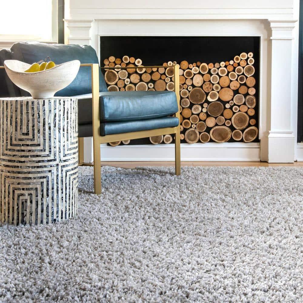 Nuloom Kara Solid 2x8 Runner Shag Indoor Area Rug for Living Room Bedroom Dining Room Nursery Entryway Hallway, Grey/Ivory