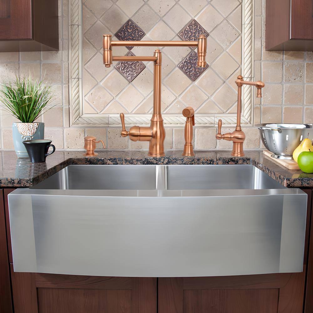 Akicon Copper Single Handle Deck-mount Pot Filler Kitchen Faucet ( Side Sprayer Included )