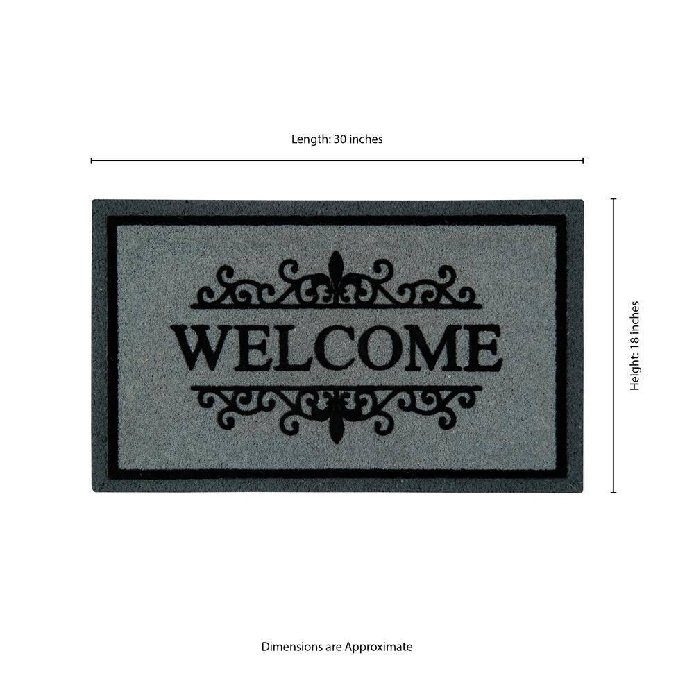 Gray and Black Coir Vinyl Backing Outdoor Welcome Mat