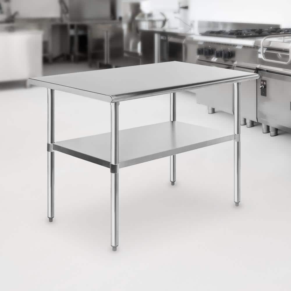 30" D x 34.5" H Stainless Steel Prep Station with Undershelf
