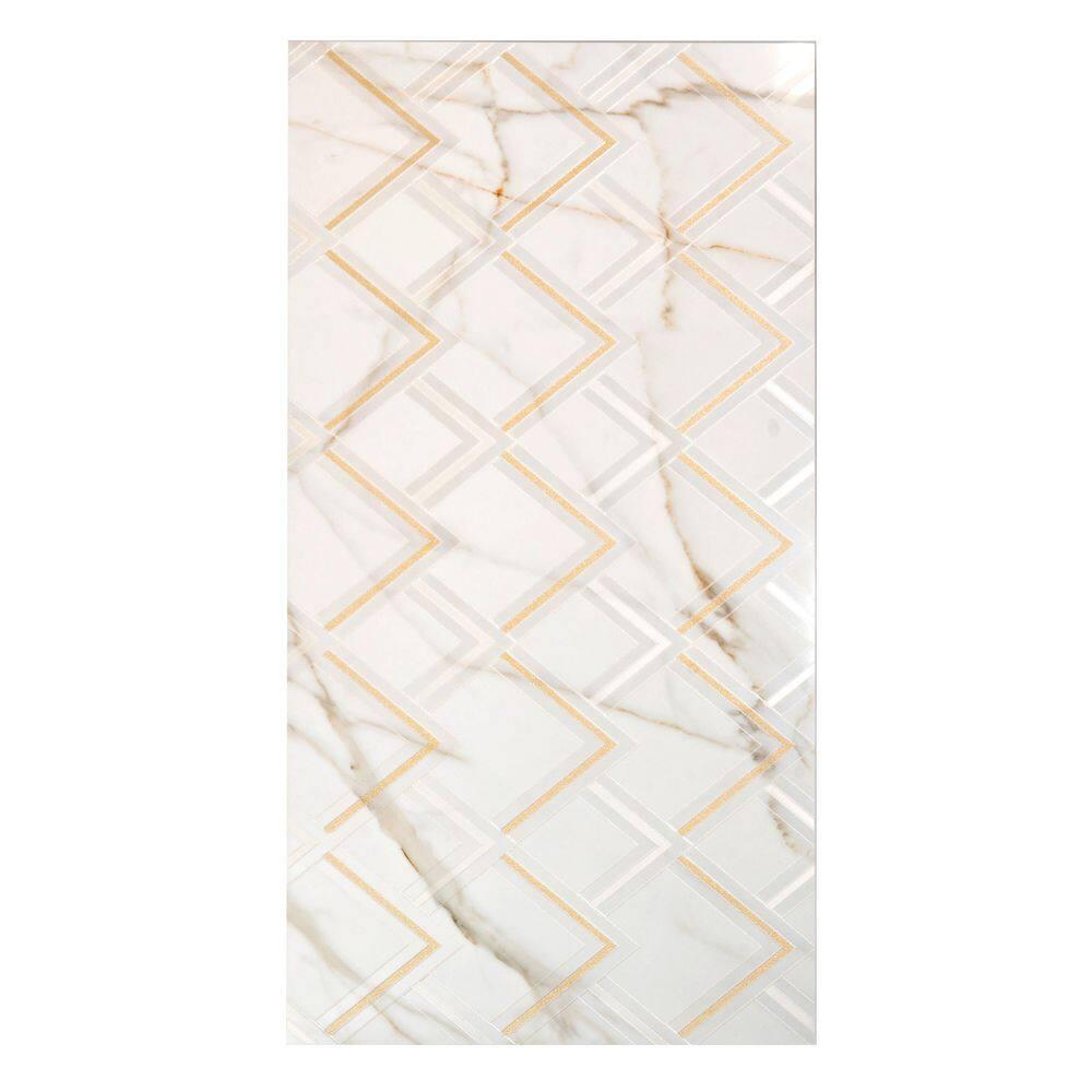 Strata 24 X 48 In. Polished White And Gold Porcelain Large Format Wall Tile (7.75 Sq Ft/Case) - 1 Pack