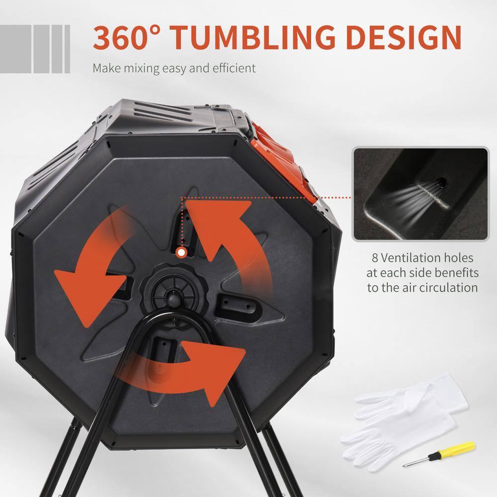 Outsunny 42.3 Gallons Outdoor Tumbler Composter with Latching Lid