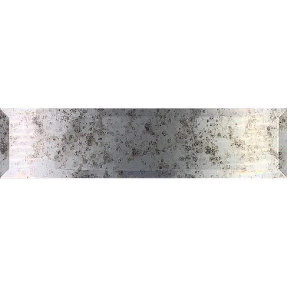 20 pack Silver 3 in. x 12 in. Beveled Polished Glass Subway Tile (5.00 sq. ft./Case)