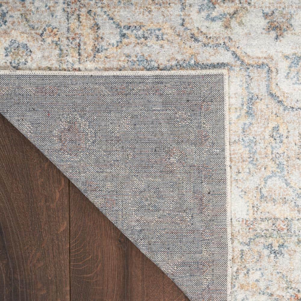 Nourison Astra Machine Washable Vintage Medallion Indoor Bathroom, Kitchen Runner Rug Grey/Multi 2'2" x 12'