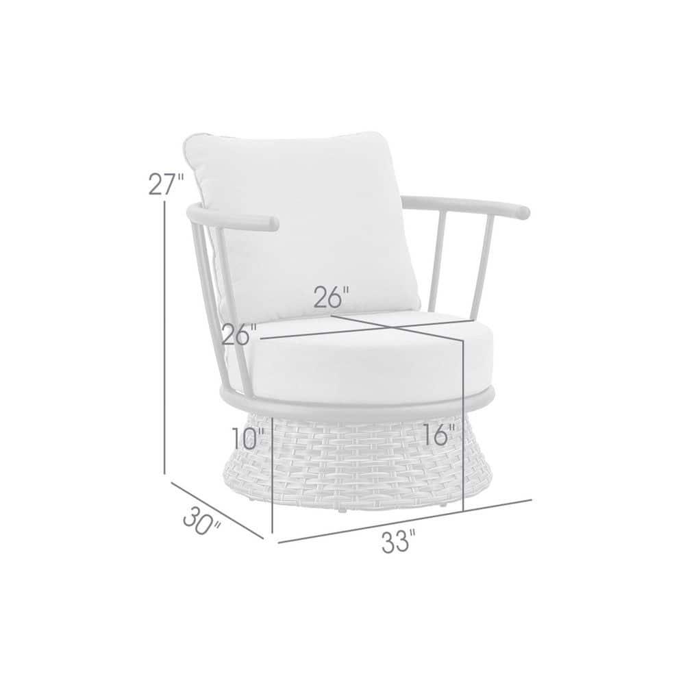 Armen Living Giotto Wicker And Aluminum Outdoor Chair In Black And Dark Gray