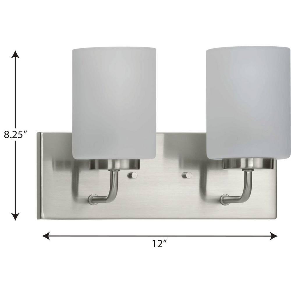 Progress Lighting Merry Collection 2-Light Brushed Nickel Etched Glass Transitional Bath Vanity Light