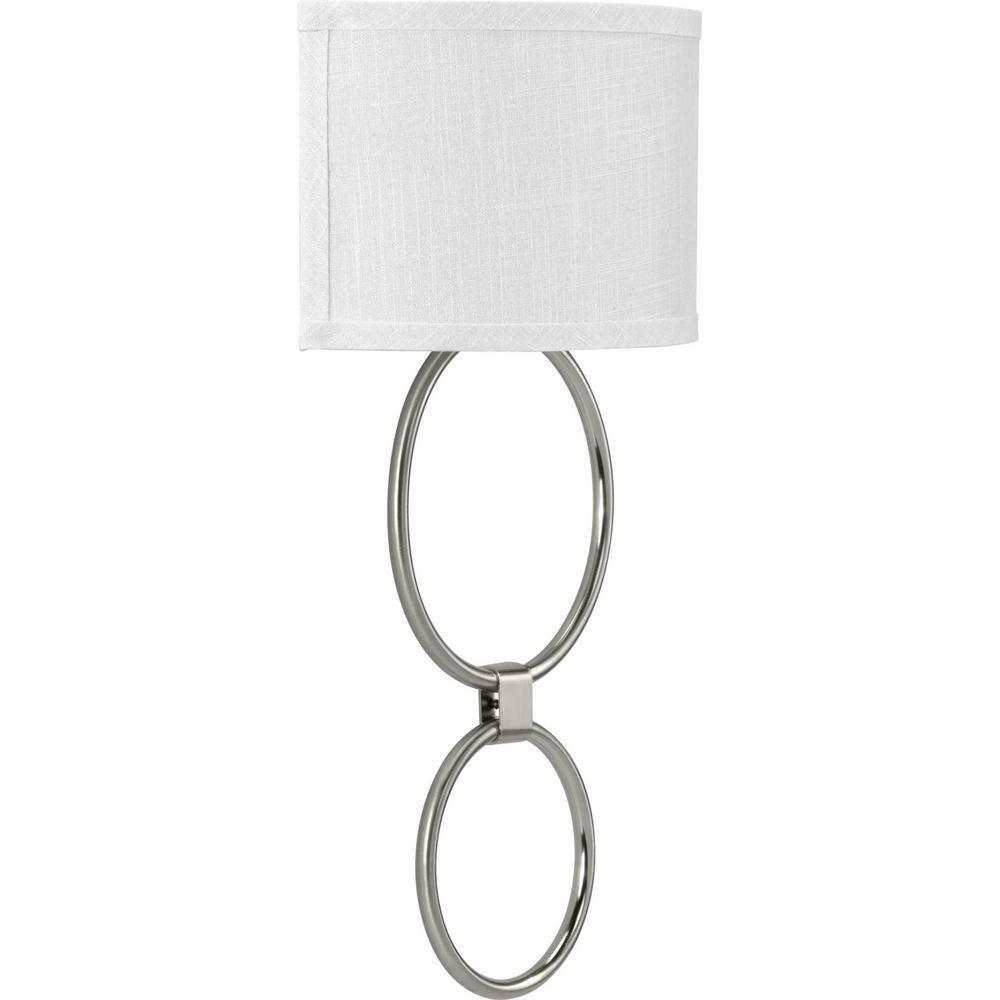 Progress Lighting, Summer Linen Collection, 1-Light Wall Sconce, Brushed Nickel, Summer Linen Shade, Steel Material